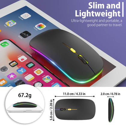 Mouse Dual Mode Bluetooth Wireless USB Rechargeable RGB Mouse Silent Ergonomic Mouse With Backlight For Laptop PC ipad